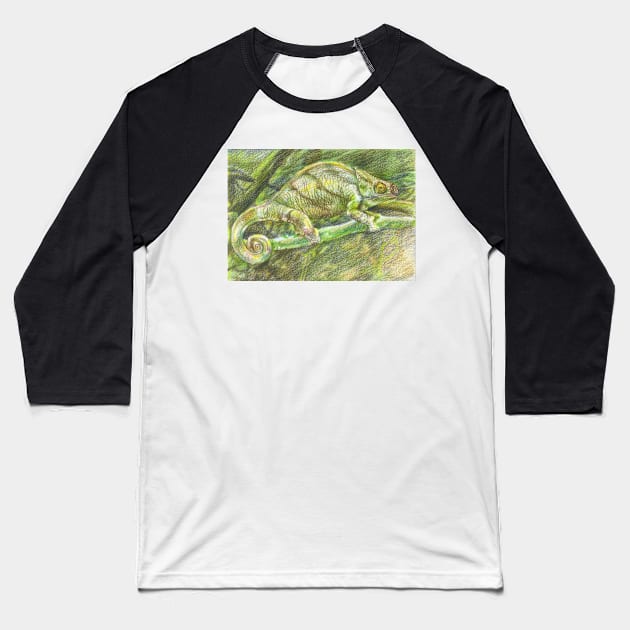 chameleon. color pencil Baseball T-Shirt by lisenok